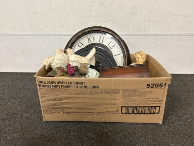 Assorted Home Decor: Clocks, Statues, Wall Art and more