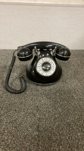 Vintage Polycocept 50's Monster Phone Push Button Dial Flash Redial Black White