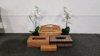 Nesting Box's, Wicker Basket, Two Faux Orchids