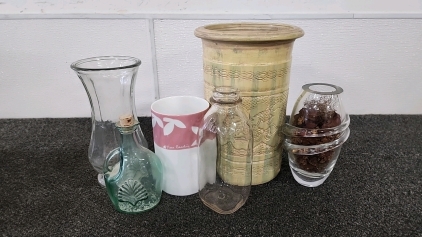 Six Glass/Ceramic Vases For Plants Used In Home Decor