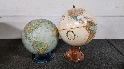 Two World Globes w/ Textures & Details