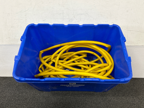 Blue Tote and Yellow Garden Hose