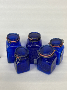 Set of Vintage Cobalt Blue Jars