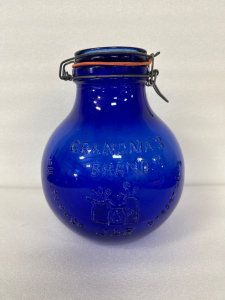 Vintage Covalt Blue Grandmas Brand Jar 7&rdquo;x 10&rdquo;