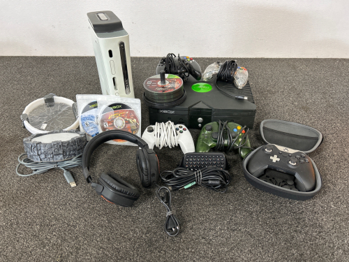 Xbox/ Xbox 360 Game Consoles with Controllers, Games, and More