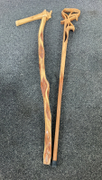 (2) Carved Diamond Willow Canes
