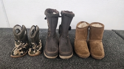 Three Pairs Of Kids Fuzzy Boots