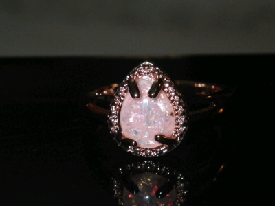 Rose Gold Tone Fire Opal Ring Marked Size 6