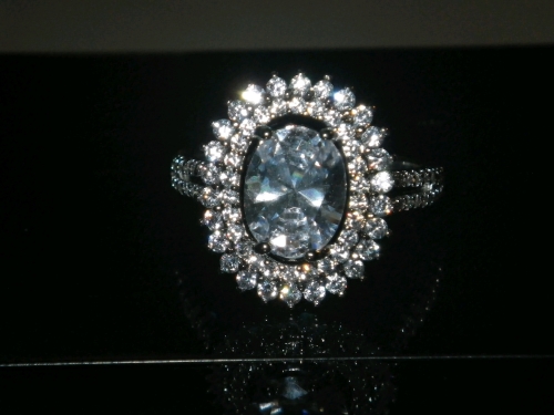 White Sapphire Halo Setting Ring Size 10