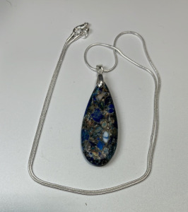 (1) Blue Sea Jasper Gemstone .925 Necklace