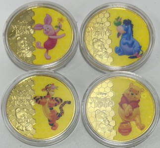 (4) Disney Winnie The Pooh Gold Plated Collector Coins&hellip; Winnie The Poo, Piglet, Eyore, Tigger