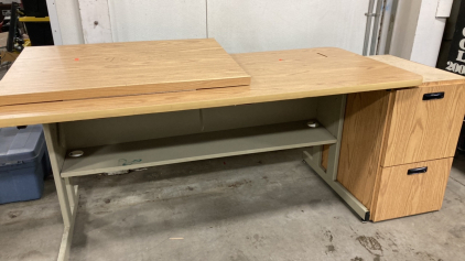 Metal Frame Drafting Desk w/ Matching File Cabinet