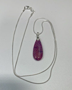 (1) Purple Dragon Veins Agate Gemstone .925 Necklace