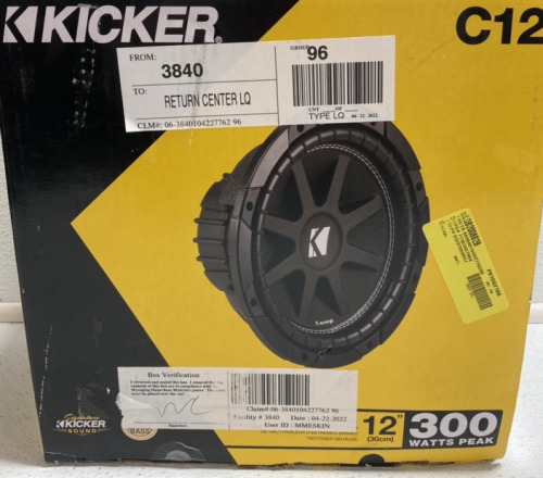Kicker 12&rdquo; Subwoofer 300W Peak