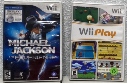 (1) Wii Play, (1) Wii Michael Jackson The Experience Game