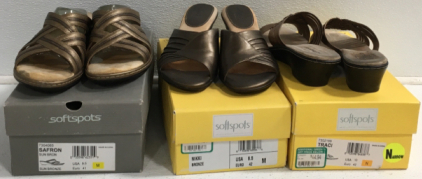 (3) Pairs Of Womens Softspots Sandals( Size 9.5m/10m )
