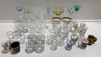 (34) Various Cordial Glasses, (14) Various Shot Glasses