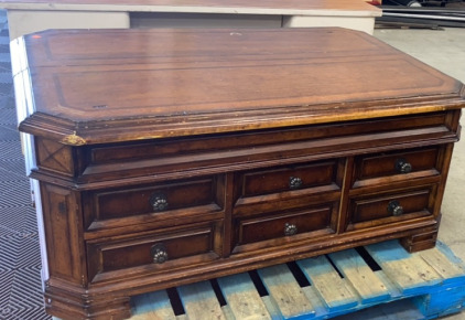 23&rdquo;x50&rdquo; Dark Brown Wooden 6 Drawer Coffee Table