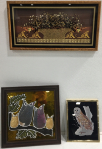 (2) Framed Owl Pictures, Framed Shadow Box Cheetah Picture