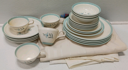 Cunningham & Pickett Inc. Dish Set And Table Clothes
