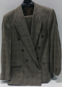 Tonella Brown Plaid Double Breasted Two Piece Suit