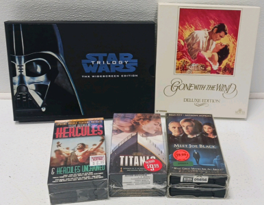 Deluxe Edition Gone With The Wind, Star Wars Trilogy, Hercules, Titanic And Meet Joe Black- All On VHS