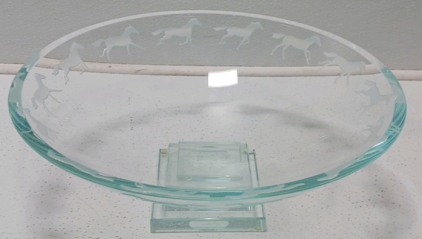 Large Decorative Glass Horse Dish