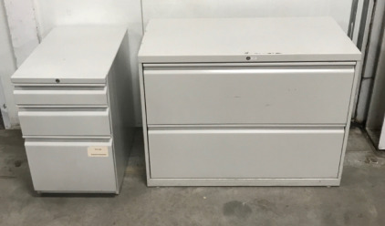 (2) 2 Drawer Metal Filing Cabinets