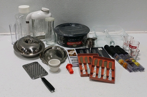 Cheese Speaders, Microplane Graters, Measuring Cups, Granite Ware Casserole Dish, Platters, Corer And More