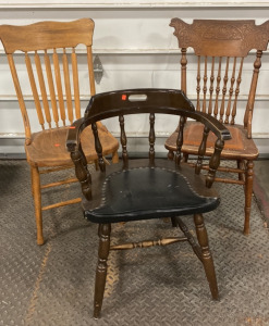 (3) Mismatched Vintage Wood Chairs