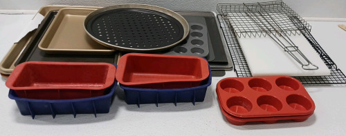 Cookie Sheets, Cooling Racks, Cup Cake Pans, Loaf Pans And Other Cooking Items