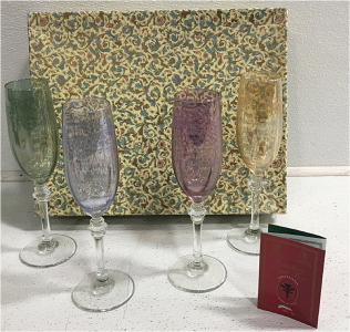 (4) Cristalleria Colored Champagne Glasses