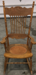 Vintage Wooden Rocking Chair With Leather Seat