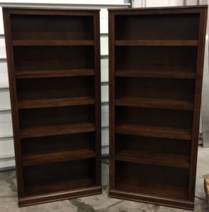 (2) Matching Dark Wood 75” x 34” 6-Shelf Shelving Units