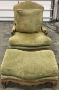 Vintage Green Lounge Chair With Matching Ottoman