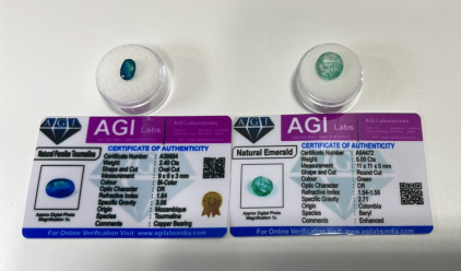 (1) Natural Paraiba Tourmaline 2.40ct, (1) Natural Emerald. Both W/ COA
