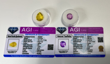 (1) Natural Kunzite Spodumene 8.15ct, (1) Natural Purple Taaffeite 4.85ct. Both W/ COA