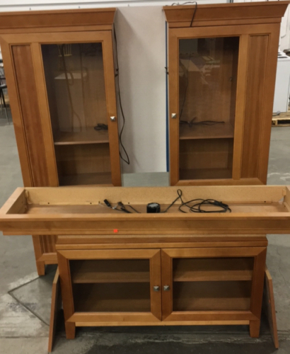 Wood Entertainment Center w/ Glass Doors