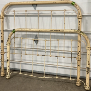 Vintage Metal Brothel Bed Frame - Cream Colored