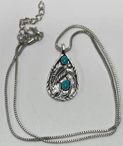 (1) Silver And Turquoise Gemstone .925 Necklace