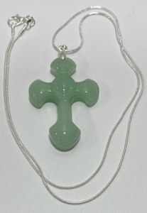 (1) Cyan Jade Cross Gemstone .925 Necklace