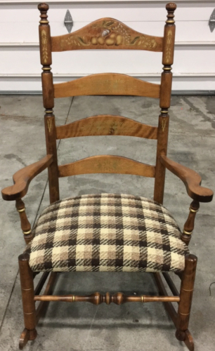Antique Nichols & Stone Padded Rocking Chair From General Sylvanus Thayer&rsquo;s Birthplace A registered Massachusetts Historic Landmark