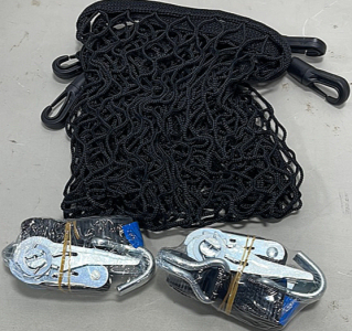(1) Land Rover Cargo Net, (2) Ratchet Straps W/ End Hooks