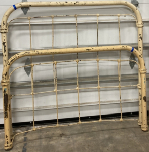 Vintage Metal Brothel Bed Frame - Cream Colored