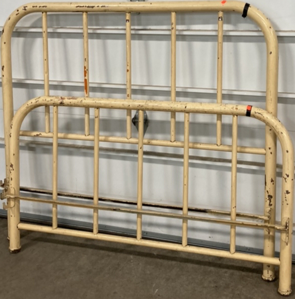 Vintage Metal Brothel Bed Frame Cream Colored