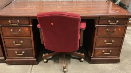 Heavy Duty Wood Desk w/ Rolling Chair