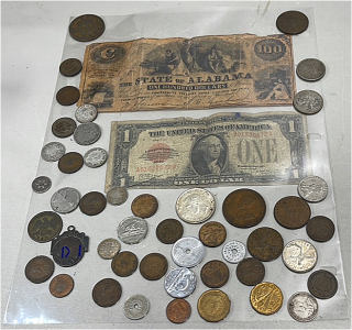 Various Coins And Bills From All Over The World