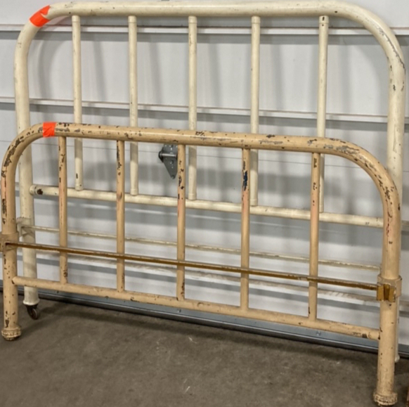 Vintage Metal Brothel Bed Frame Cream Colored