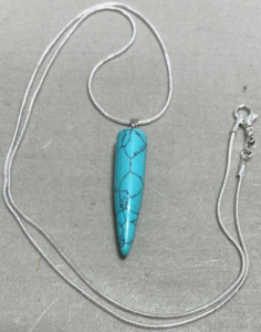 (1) Bullet Shaped Turquoise Gemstone .925 Necklace