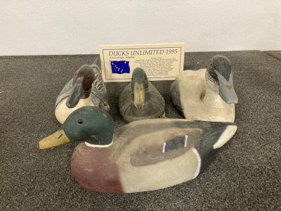 Wooden & Paper Mache Ducks and Wooden Alaska Sign